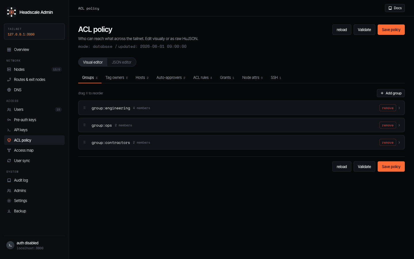 ACL policy - visual editor